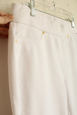 Michael Kors White Knit Stretch Pants with Gold Details | L