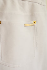 Michael Kors White Knit Stretch Pants with Gold Details | L
