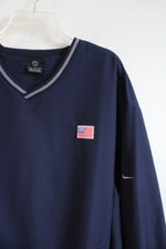 Vintage Nike 90s American Flag Navy Windbreaker Pullover | XL