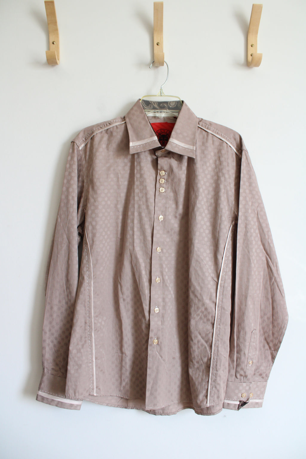 Platini Jean Cougar Brown Patterned Button Down Shirt | L