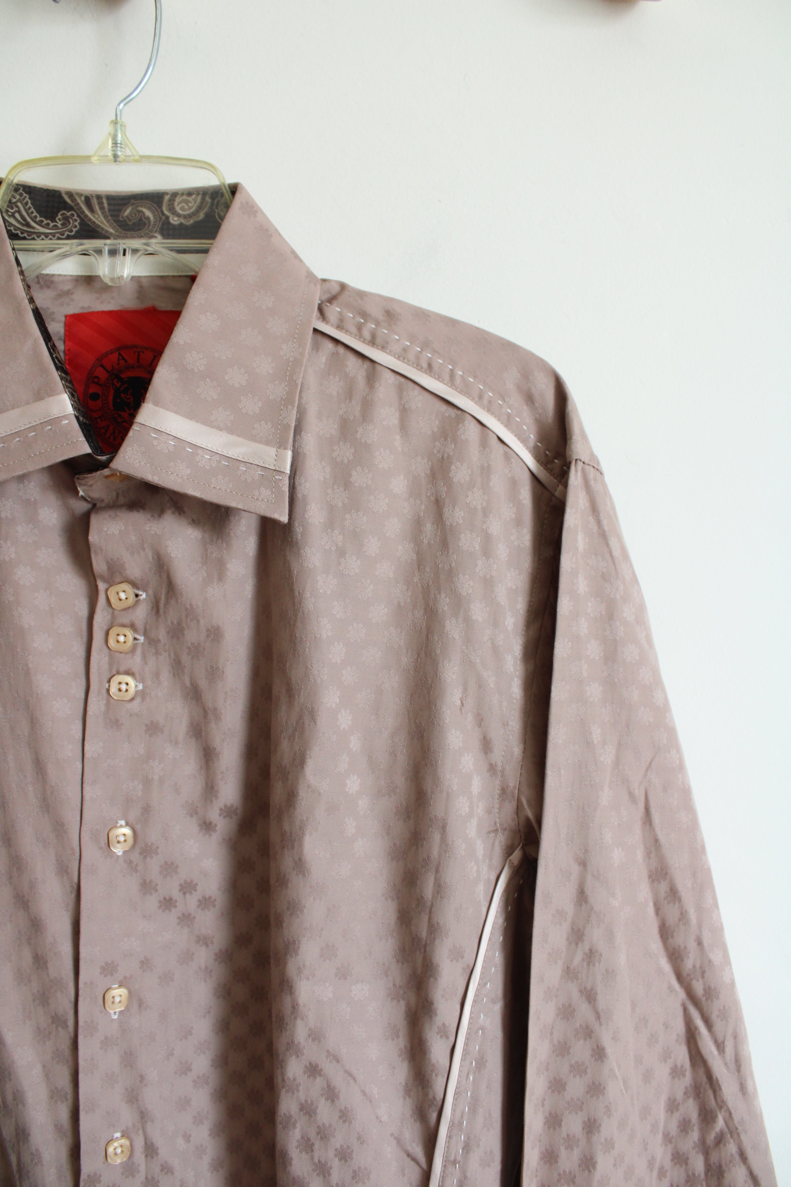 Platini Jean Cougar Brown Patterned Button Down Shirt | L