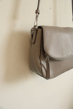 Kate Spade Jackson Gray Taupe Soft Pebbled Leather Medium Flap Crossbody Bag