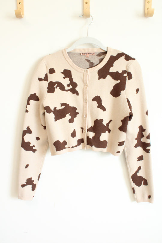 Bailey Rose Tan Cow Print Cardigan | L