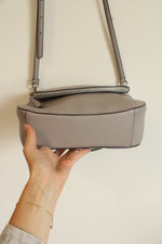 Kate Spade Jackson Gray Taupe Soft Pebbled Leather Medium Flap Crossbody Bag