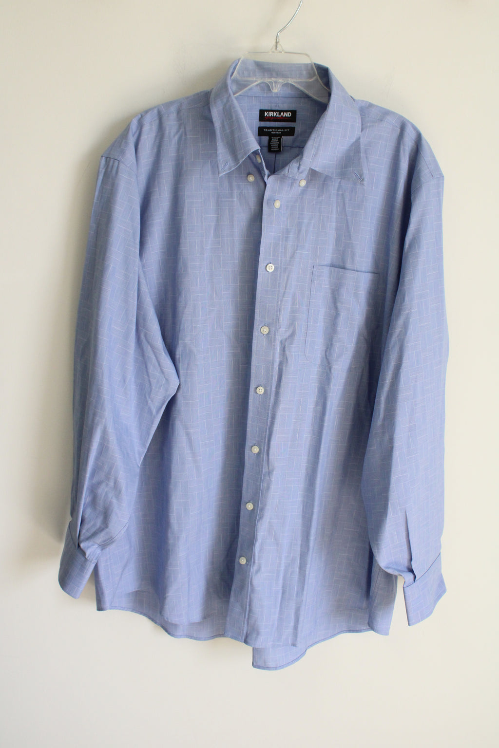 Kirkland Signature Blue Patterned Button Down Shirt | 18 34/35