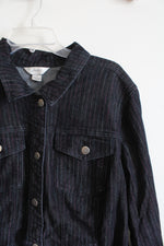 CJ Banks Colorful Striped Dark Wash Denim Jacket | 2X