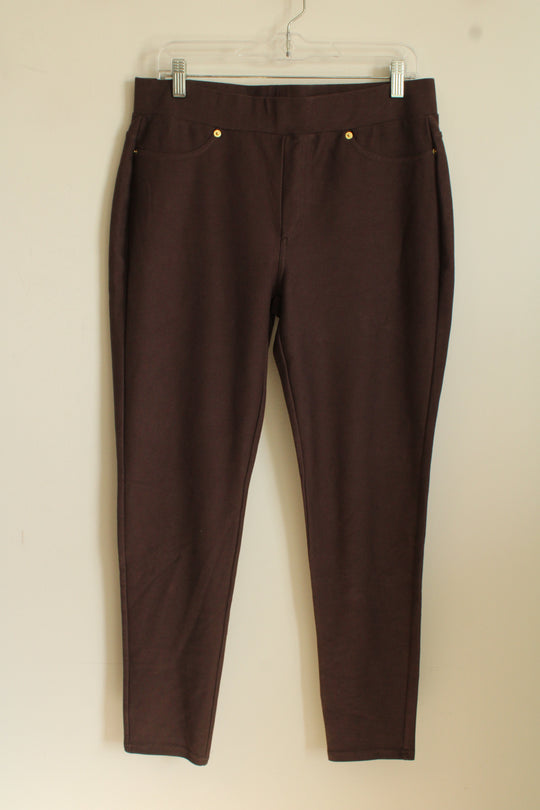 Michael Kors Chocolate Brown Knit Stretch Pants | L