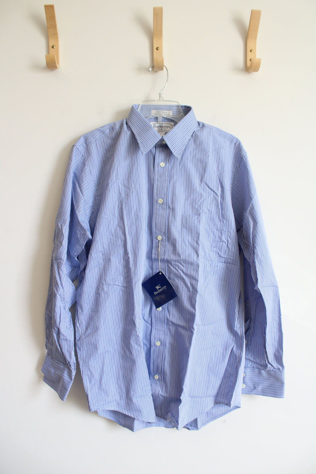 NEW Burberry Two-Toned Blue Striped Button Down Shirt | 15.5/33