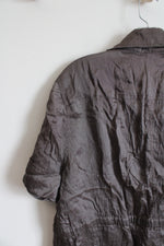 Chico's Brown Metallic Button Down Top | 3 (XL)
