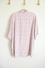 Tommy Bahama White Pink Flamingo Print Button Down Short Sleeved Shirt | 3XLT