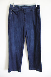 Talbots Front Button Detail Dark Wash Jeans | 8 Petite