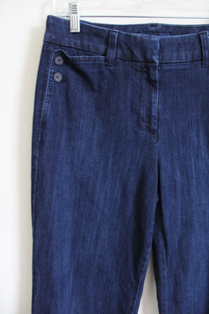 Talbots Front Button Detail Dark Wash Jeans | 8 Petite