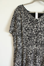 NEW Talbots Black & White Floral Chiffon Faux Button Down Dress | 18