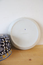 Blue Yellow & White Floral Ceramic Covered Dish