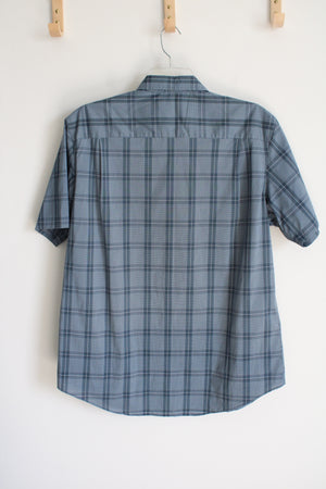 Van Heusen Flex Blue Plaud Button Down Shirt | L