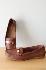 NEW Coach Olive Leather Pebble Grain Brown Loafer | Size 8.5