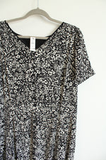 NEW Talbots Black & White Floral Chiffon Faux Button Down Dress | 18