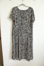 NEW Talbots Black & White Floral Chiffon Faux Button Down Dress | 18