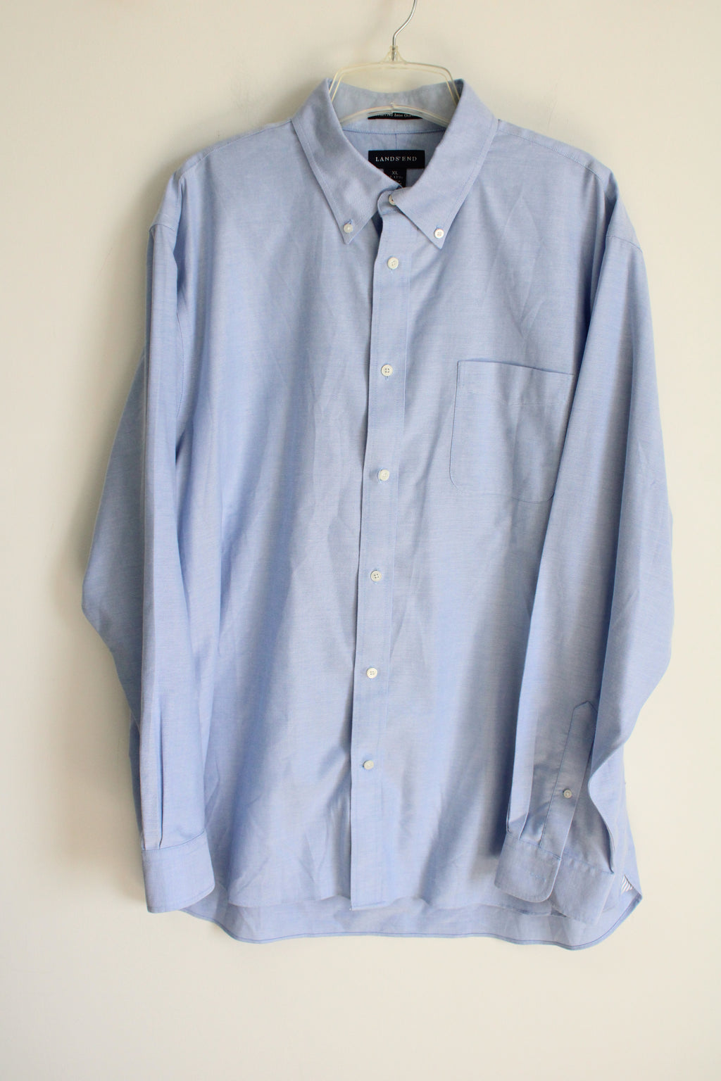 Lands' End Blue Cotton Button Down Shirt | XL 17-17 1/2