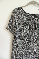 NEW Talbots Black & White Floral Chiffon Faux Button Down Dress | 18