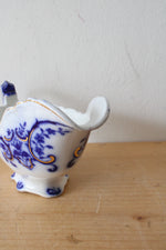 Vintage Grindley Portman Blue & Gold Swirl Gravy Boat