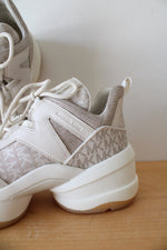 Michael Kors Olympia Logo Glitter Beige Chunky Trainer Sneakers | 10M