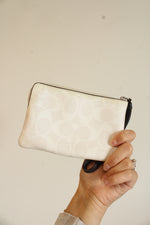 Coach White & Navy Corner Zip Wristlet