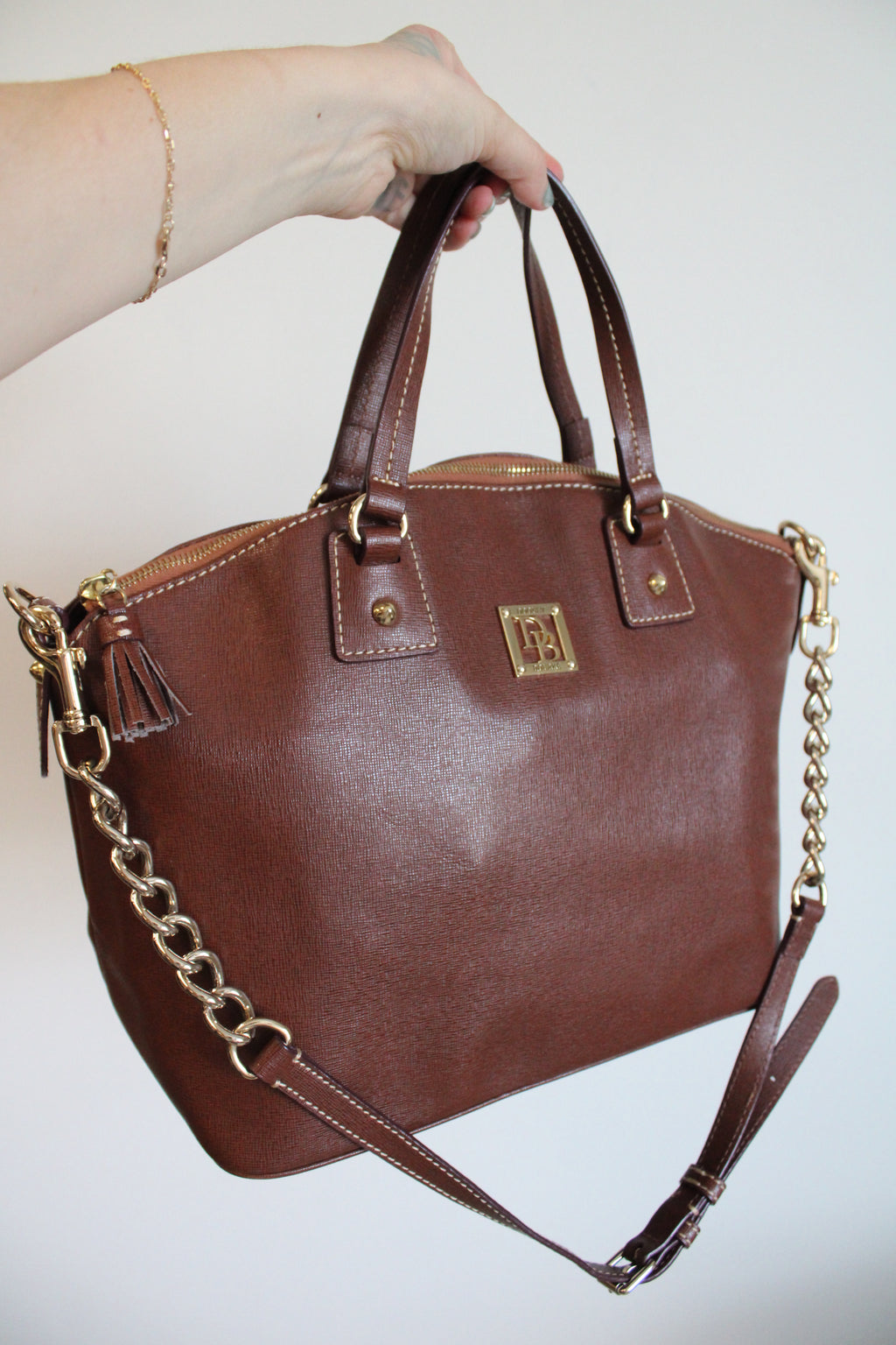 Dooney & Bourke Brown Dome Patent Leather Pure