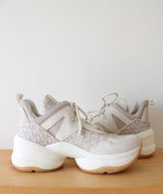 Michael Kors Olympia Logo Glitter Beige Chunky Trainer Sneakers | 10M
