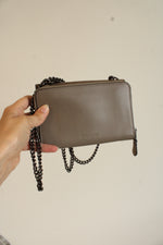 Coach Taupe Leather Suede Chain Strap Crossbody Small Purse