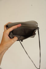 Coach Taupe Leather Suede Chain Strap Crossbody Small Purse
