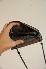 Coach Taupe Leather Suede Chain Strap Crossbody Small Purse