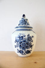 Blauw Delft Hand Painted Blue & White Floral Ginger Jar
