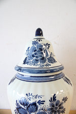 Blauw Delft Hand Painted Blue & White Floral Ginger Jar
