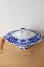 W.H. Grinley Flow Blue & White Soup Tureen