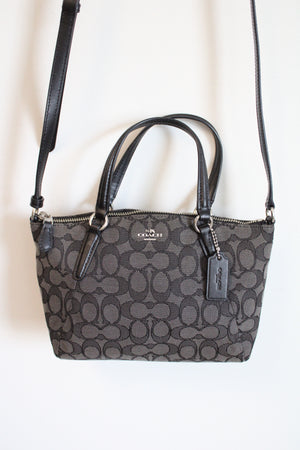 Coach Signature Black Monogram Mini Kelsey Crossbody Purse
