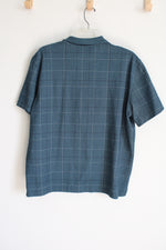 Van Heusen Flex Teal Windowpane Classic Fit Polo Shirt | L