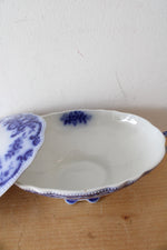 W.H. Grinley Flow Blue & White Soup Tureen
