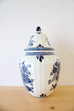 Blauw Delft Hand Painted Blue & White Floral Ginger Jar