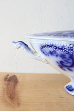 W.H. Grinley Flow Blue & White Soup Tureen