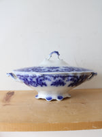 W.H. Grinley Flow Blue & White Soup Tureen