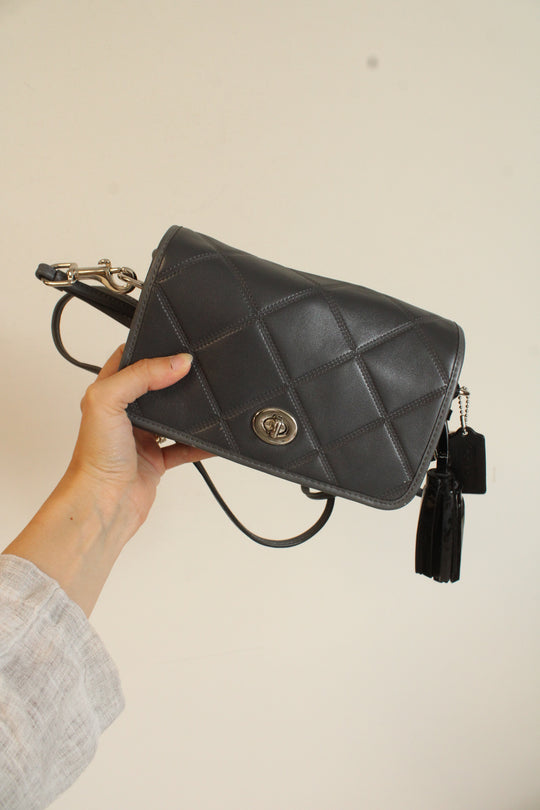 Coach Legacy Gray Penny Quilted Leather Crossbody Bag