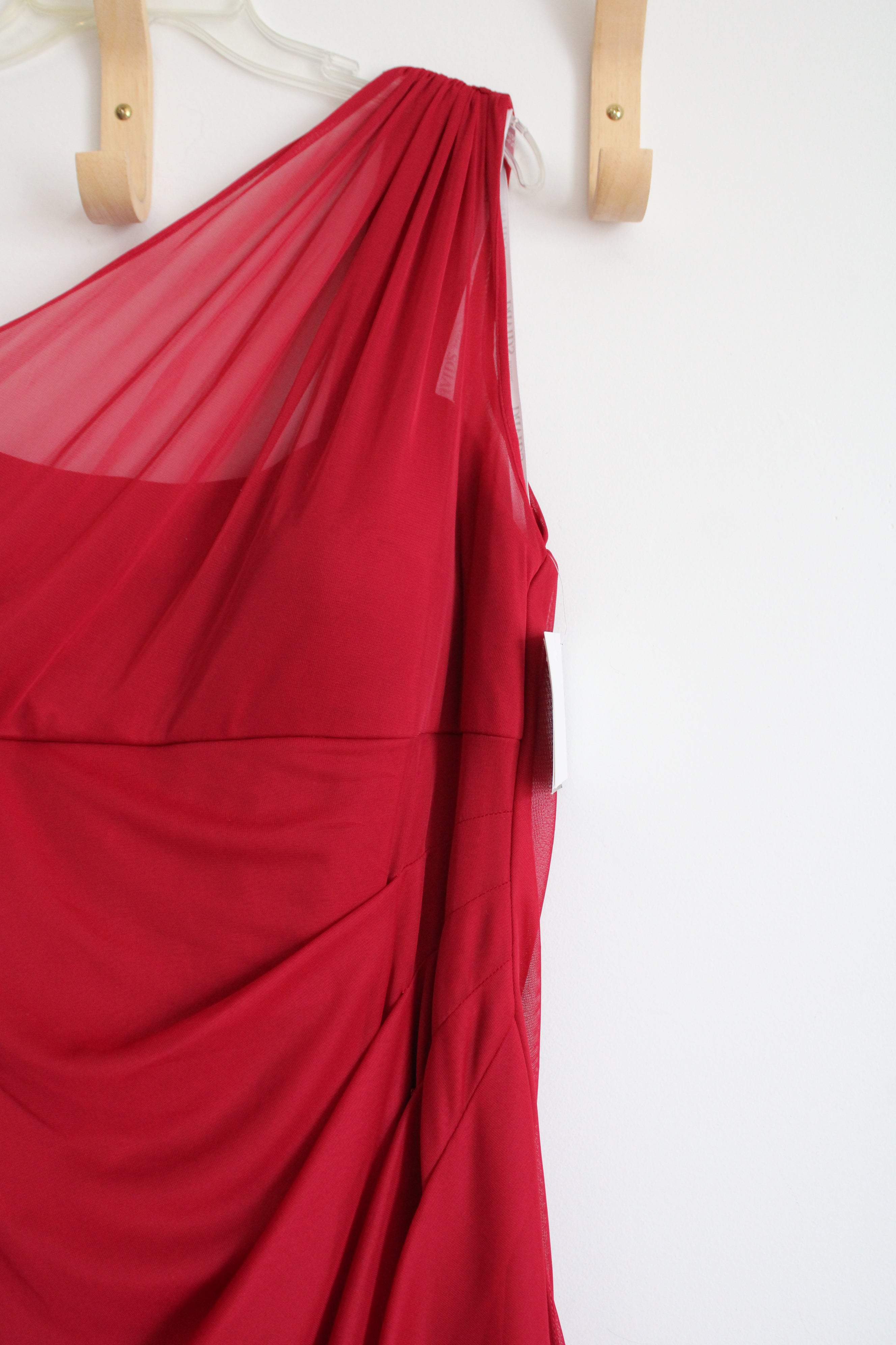 david's bridal red dress NEW David's Bridal Red Chiffon One Shoulder Dress