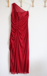 NEW David's Bridal Red Chiffon One Shoulder Dress | 18
