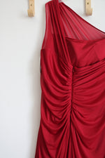 NEW David's Bridal Red Chiffon One Shoulder Dress | 18