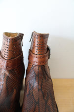 NEW J.B. Dillon Reserve Brown Python Skin Heeled Boots | Size 7B