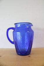 Vintage Royal Lace Cobalt Blue Glass Pitcher