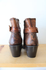 NEW J.B. Dillon Reserve Brown Python Skin Heeled Boots | Size 7B