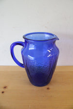 Vintage Royal Lace Cobalt Blue Glass Pitcher