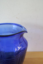 Vintage Royal Lace Cobalt Blue Glass Pitcher